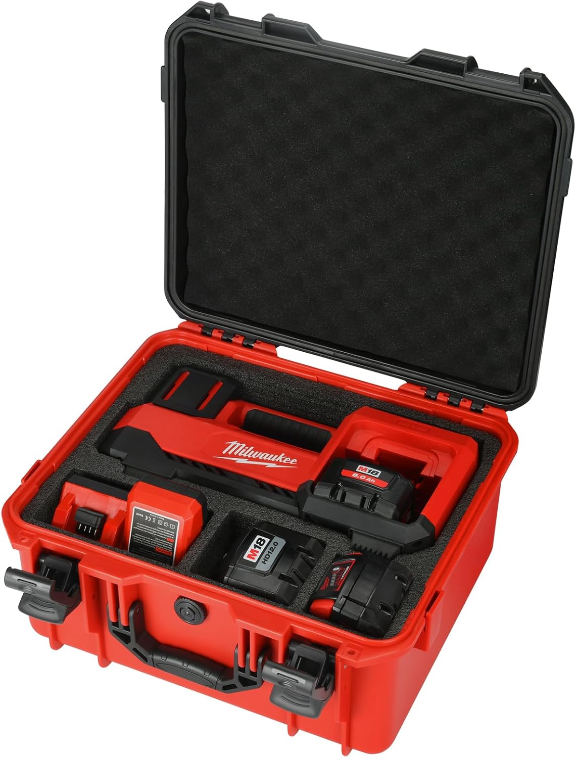 Air Compressor Case for Milwaukee Inflator: Waterproof Hard Cases for Milwaukee M18 Cordless Tire Inflator 2848-20, Air Pump Storage Box for Milwauke Tool | 3.0 to 12.0Ah Battery | Charger (Case Only)