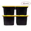 27 Gal. Tough Storage Tote in Black with Yellow Lid (4-Pack)