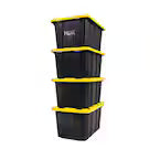 27 Gal. Tough Storage Tote in Black with Yellow Lid (4-Pack)
