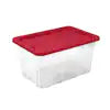 27 Gal. Tough Storage Tote in Clear with Red Lid