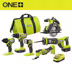 ONE+ 18V Cordless 6-Tool Combo Kit with 1.5 Ah Battery, 4.0 Ah Battery, and Charger